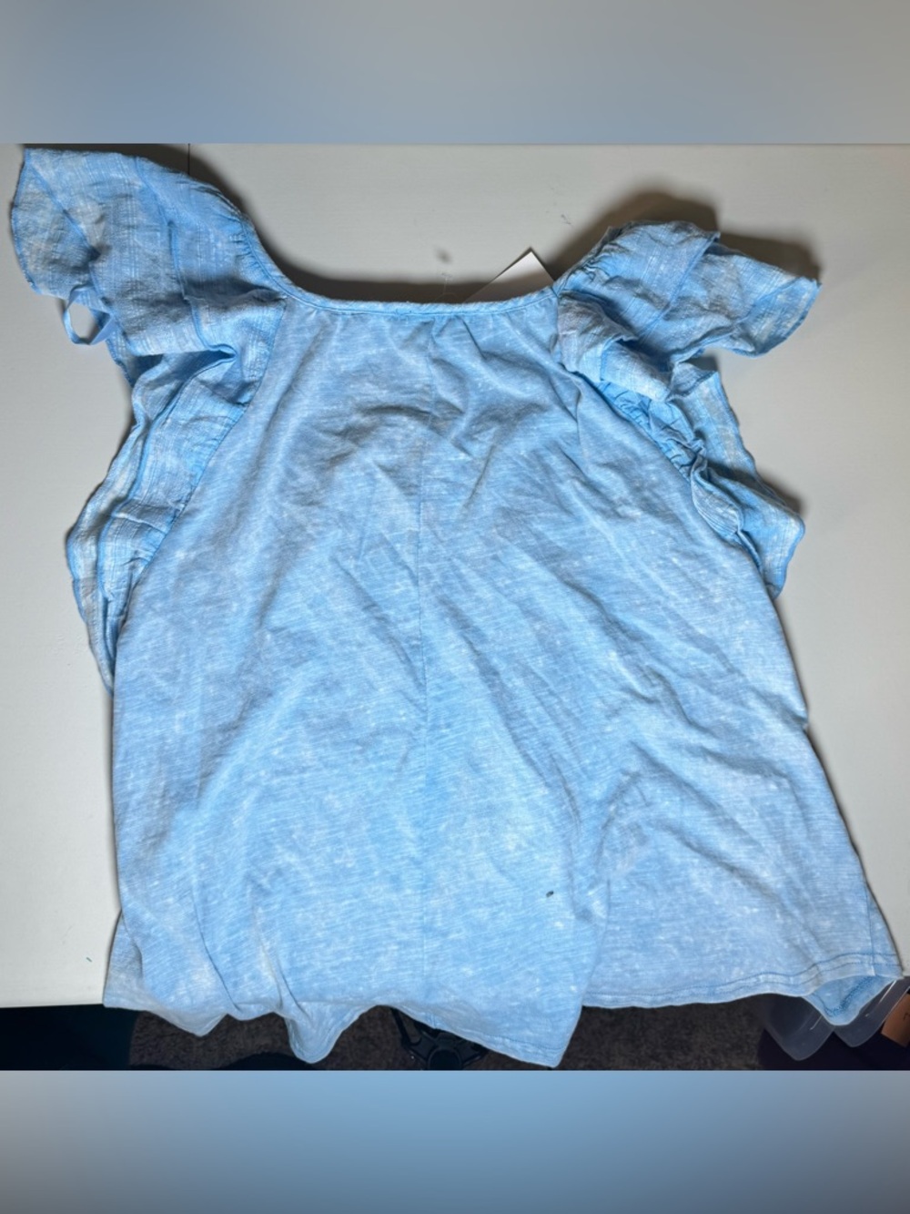 New In Light Blue Ruffle Sleeve Tank Top L - Picture 6 of 9